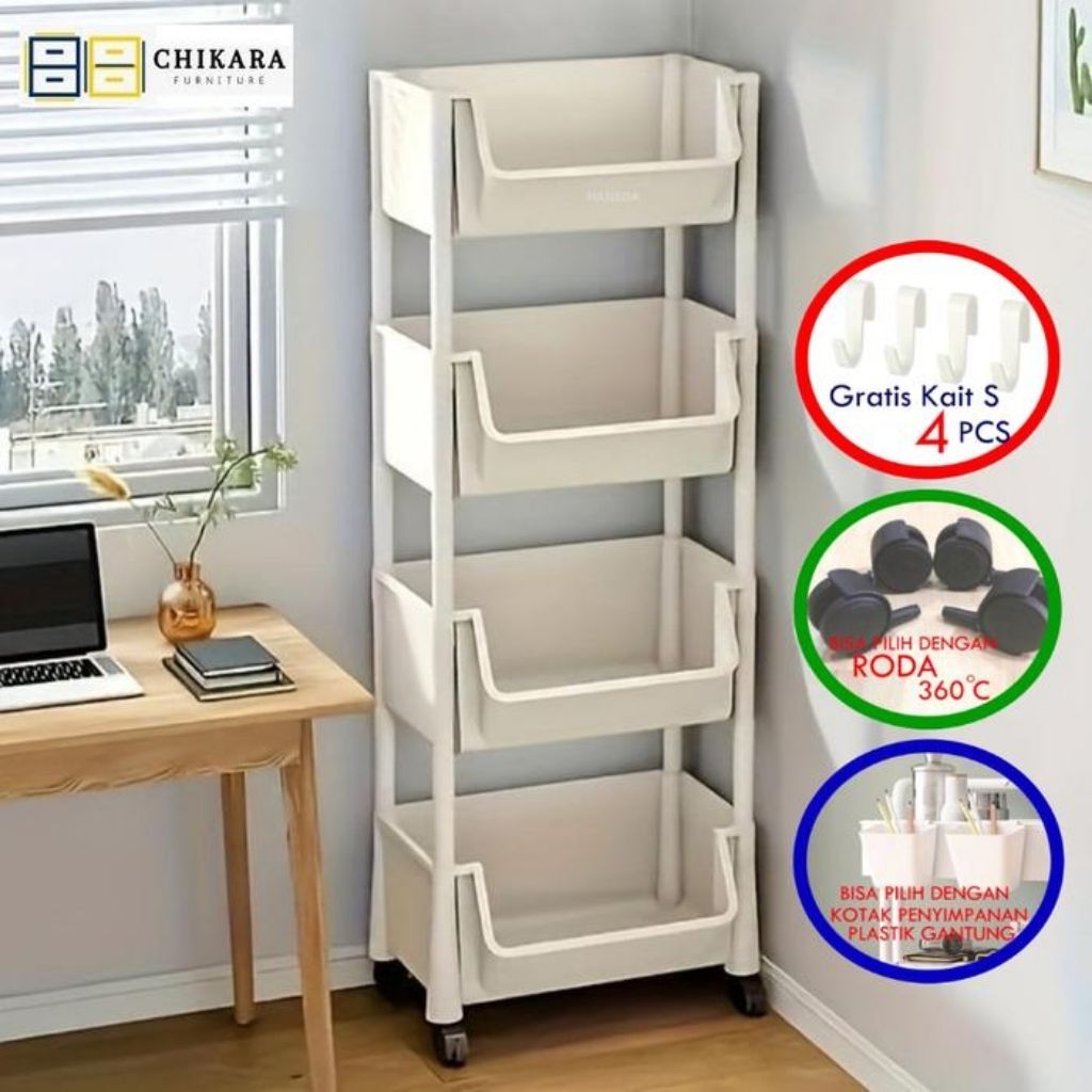 CHIKARA DEEP 4 SUSUN KOMBINASI Rak SUSUN Serbaguna Rak Sudut Rak Plastik Rak Buku Rak Jumbo Rak Sepa