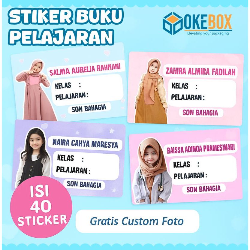 

40 pcs sticker nama untuk buku sekolah sticker buku pelajaran label buku custom nama buku tulis sb2