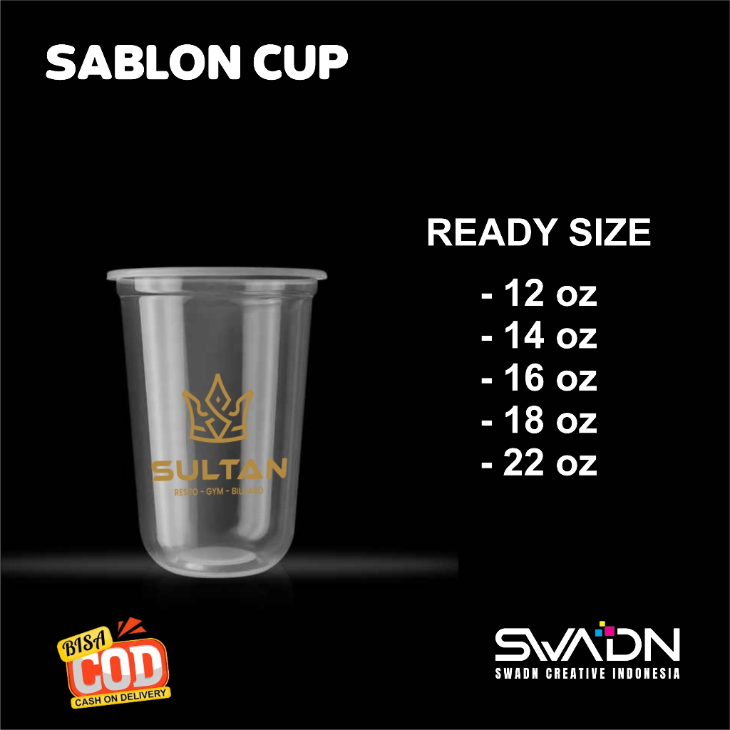 Sablon Cup Oval 16 oz / Sablon Cup Minuman Oval 16 oz/ Sablon Cup Plastik Oval 16 oz/ Sablon Cup Cos