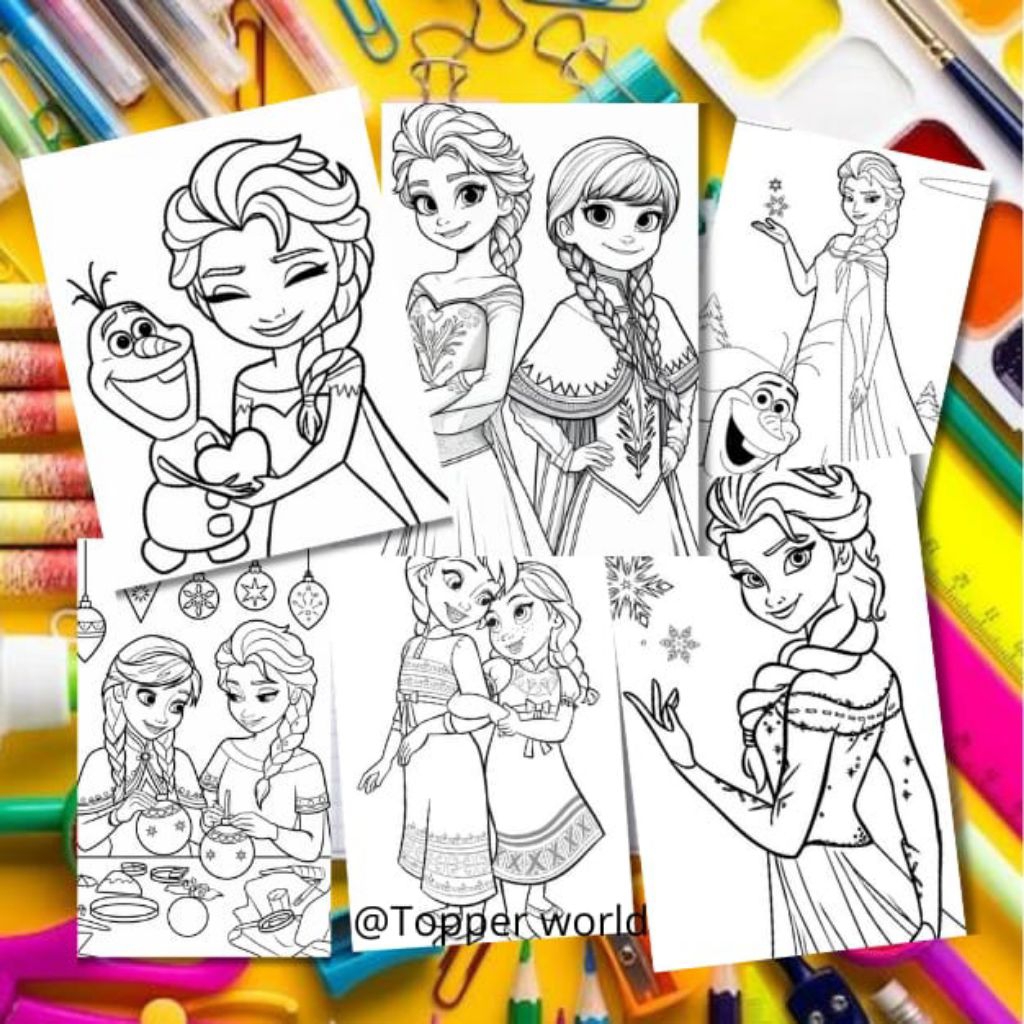 

20 LEMBAR KERTAS MEWARNAI ANAK TEMA FROZEN (READY LANGSUNG KIRIM)