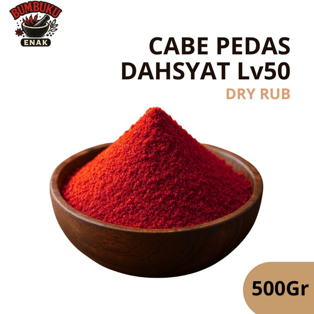

Bumbu Tabur Cabe Pedas Dahsyat Level 50 500gr Ekstra Hot | Dry Rub Super Pedas untuk Penggila Rasa Ekstrem