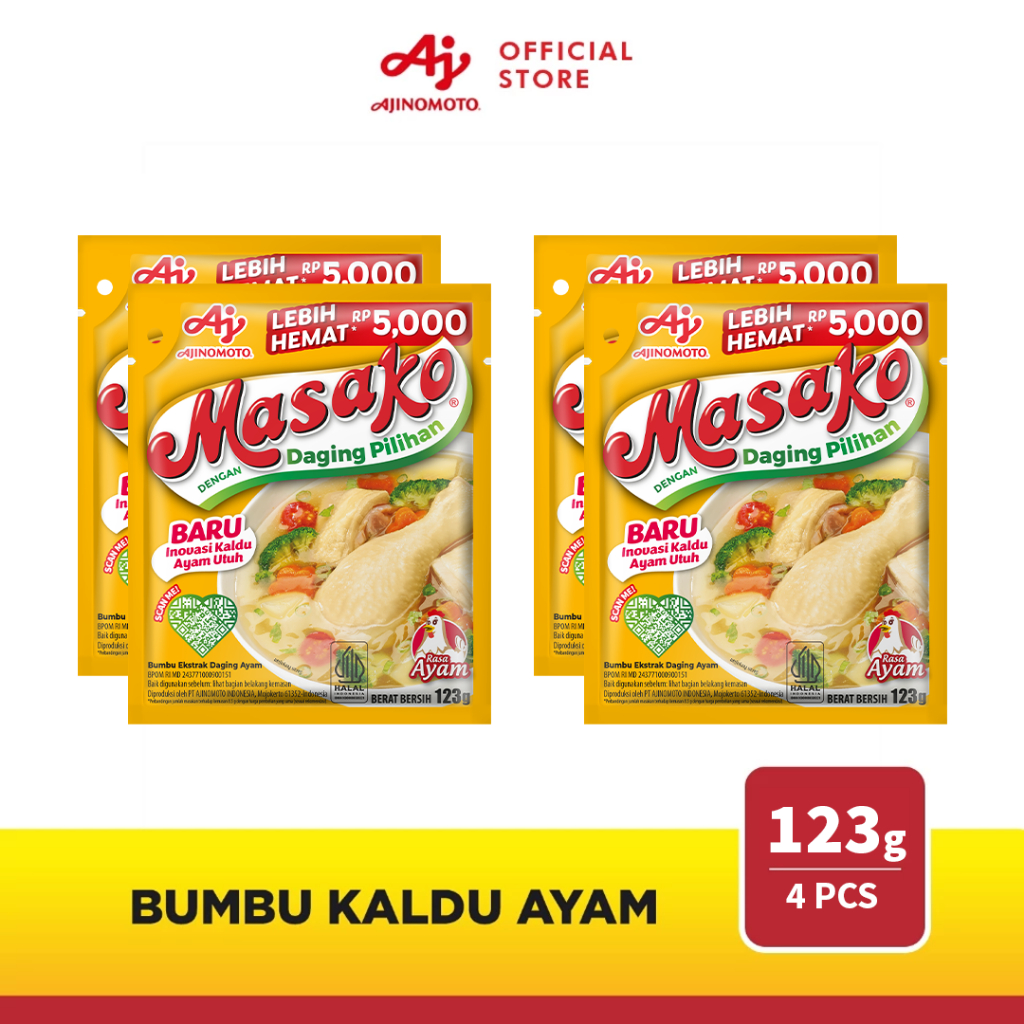 

Masako® Bumbu Kaldu Ayam Penyedap Rasa 123g (4 pcs) - Gurih Kaldu Ayam Utuh - Dengan Daging Pilihan