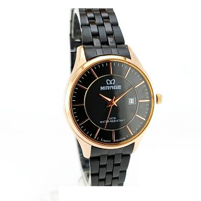 Mirage 8544 Rosegold Black Man MDBBRBA Jam tangan Pria Original