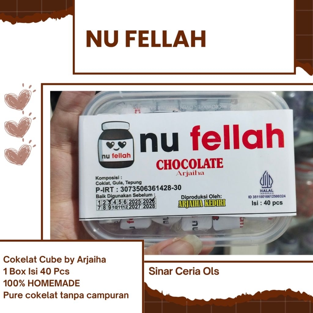 

Cokelat Cube NU FELLAH / Cokelat Dadu / Cokelat Viral Isi 40 Pcs