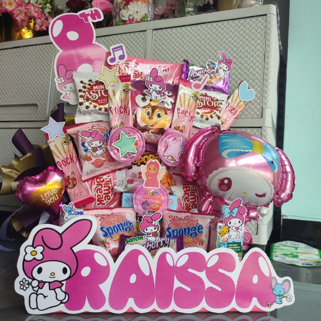 

Mading snack Hadiah ulang tahun | Buket Ulang tahun | Mading snack serba pink | mading snack custom