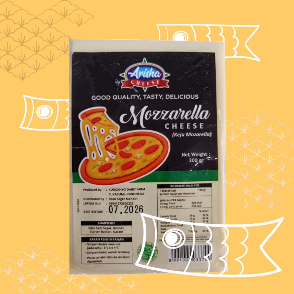 

Mozzarella Cheese | Keju Mozarella 200gr Halal Arisha Cheese