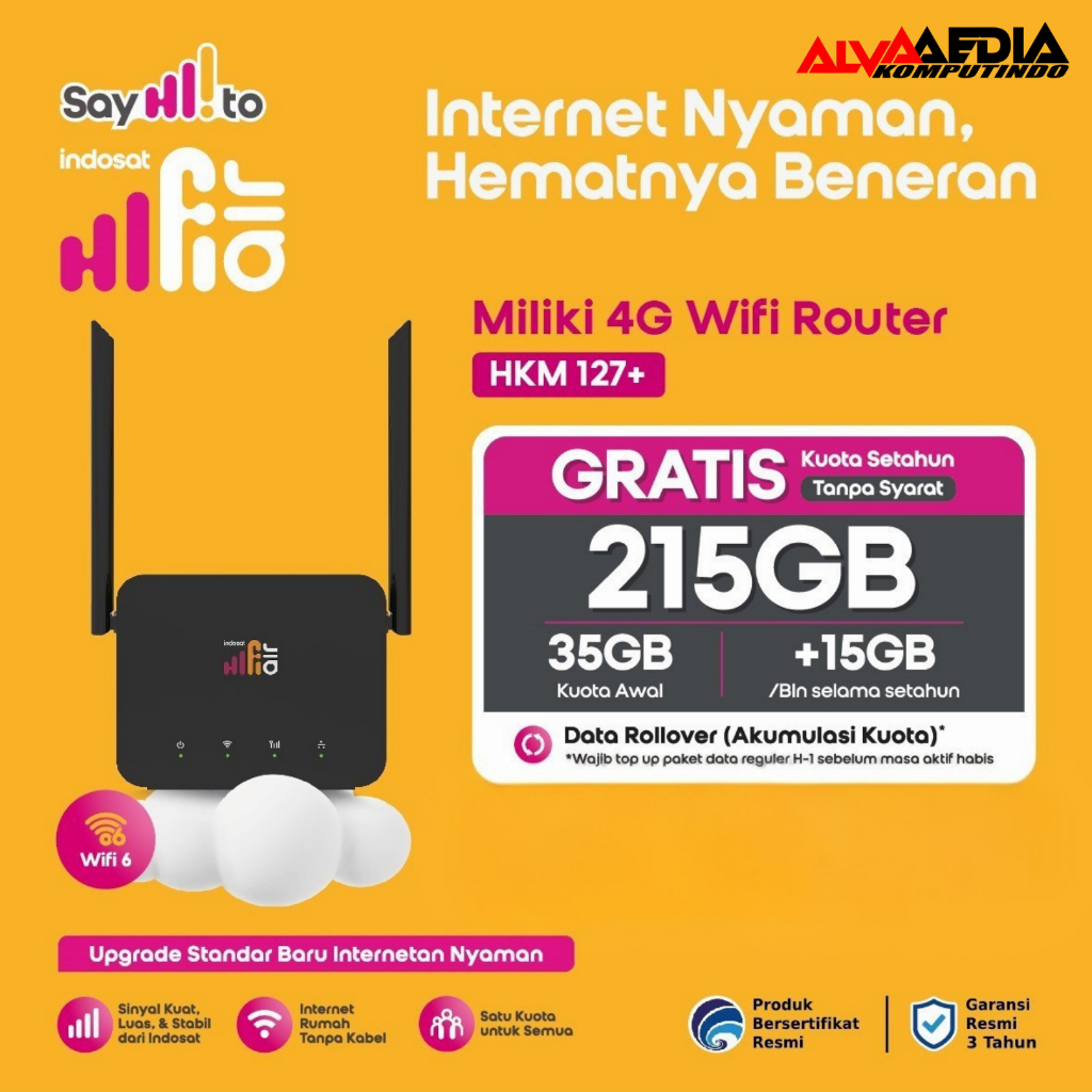 Modem Indosat HiFi Air HKM0127+ Wifi Modem 215gb 4G HOME MODEM WIFI ROUTER