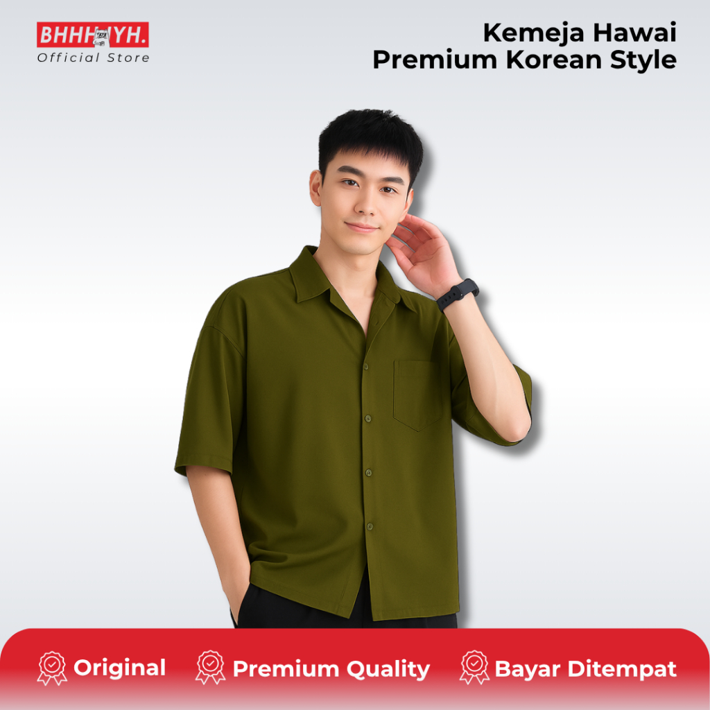 Kemeja Pria Kerah Hawai Piyama Lengan Pendek Bahan Katun Rayon