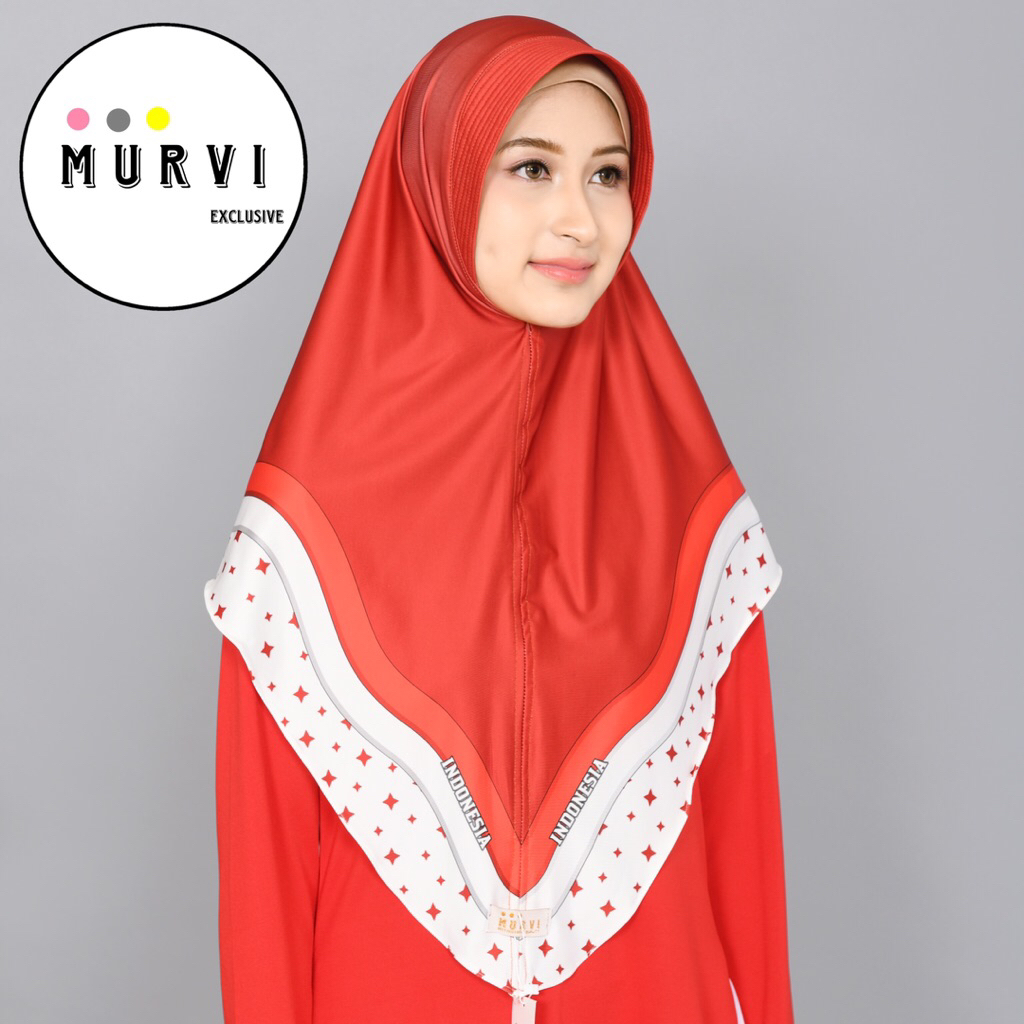 MURVI HIJAB-BERGO MOTIF SUBLIM PRINTING SPESIAL KEMERDEKAN MERAH PUTIH