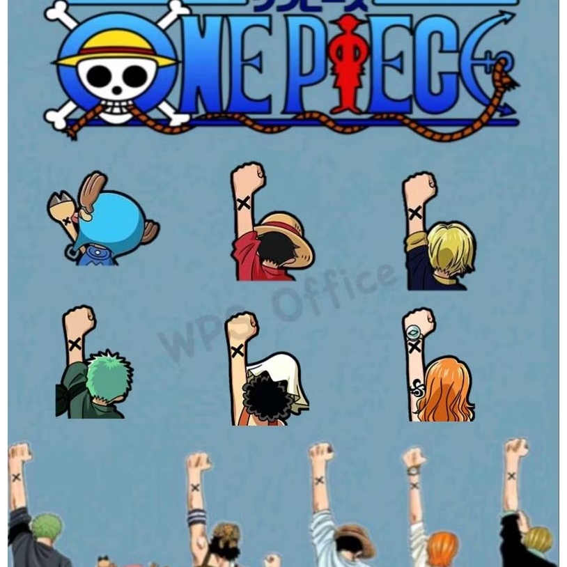 

Sticker One Piece Fist Up isi 6pcs | Sticker anime | Sticker One piece waterproff