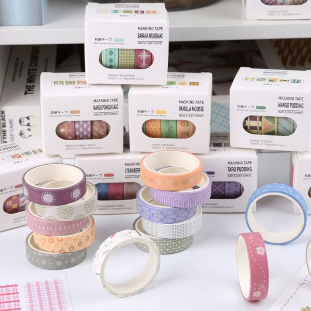 

5 Rolls/ Box Washi Tape SWEET TREATS EDITION Masking Tape Journal Planner Scrapbook