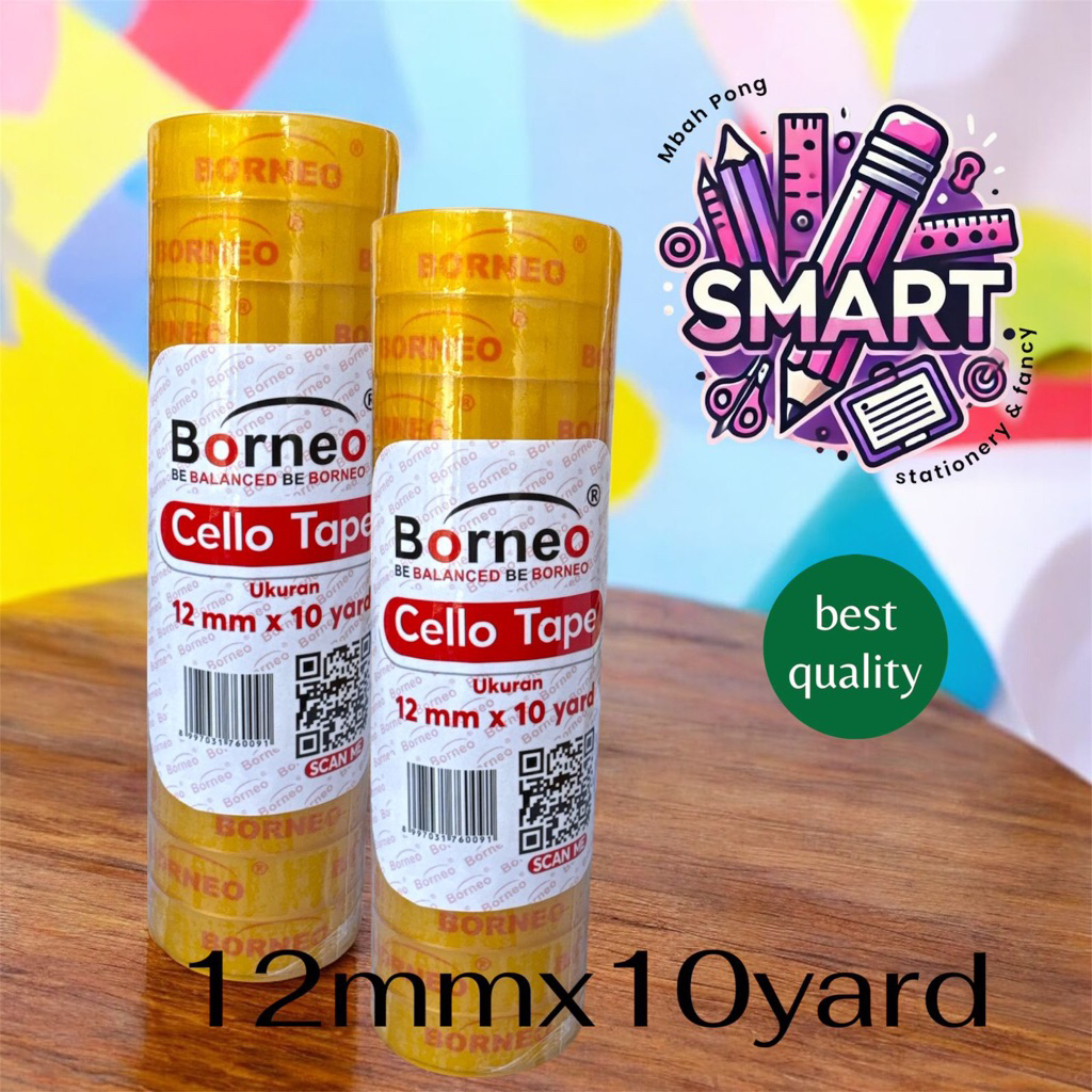 

ISOLASI BENING BORNEO CELLO TAPE 12mm x 10yard | 1 SLOP