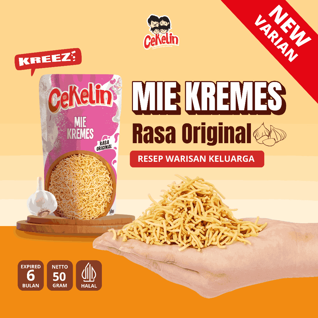 

CEKELIN Cemilan Mie Kremes - Isi 50gr Beli 4 Gratis Ongkir