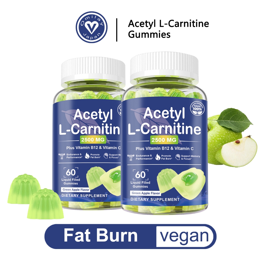 Omilay L Carnitine Fat Burner Gummy for Energy Slimming Endurance 60 Acetyl L Carnitine Gummies