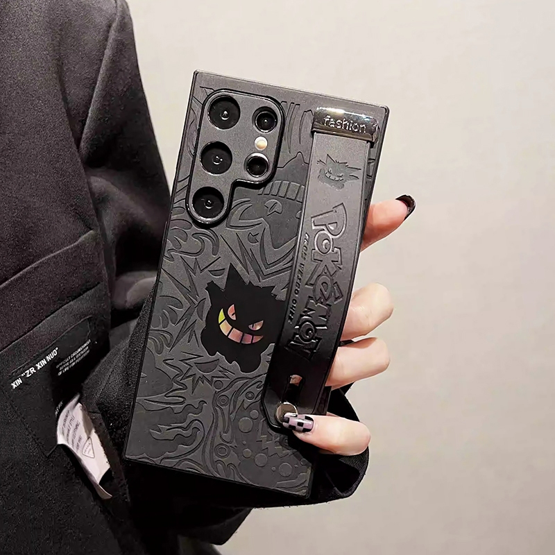 CrashStar Cool Gengar Laser Leather Wristlet Phone Case For Samsung Galaxy S25 Ultra S25+ S24 FE S23