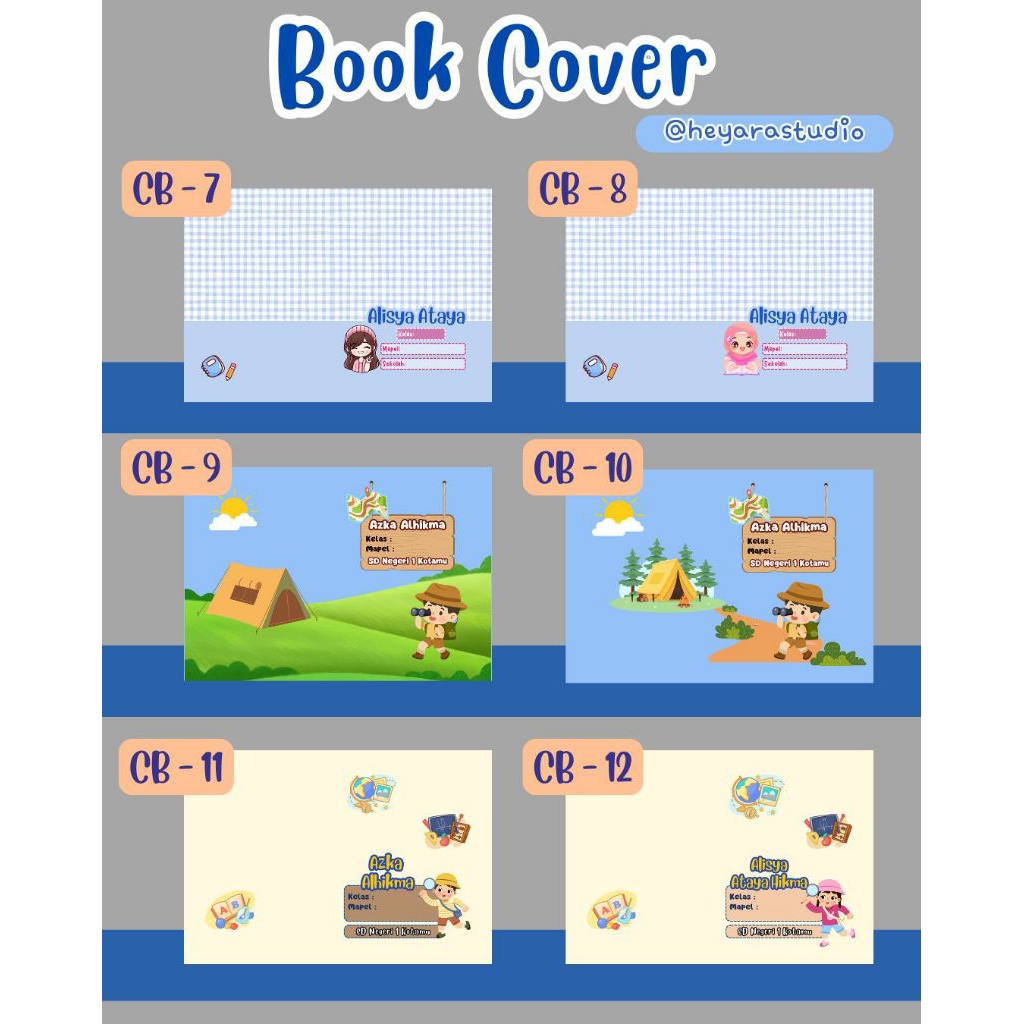 

Sampul Buku Custom Nama Isi 10 pcs, Cover Buku, Sampul Buku A5