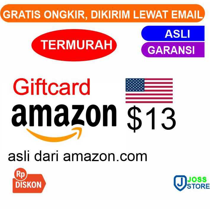 AMAZON GIFTCARD $13 US ORIGINAL FROM AMAZON.COM DIKIRIM LEWAT EMAIL GARANSI