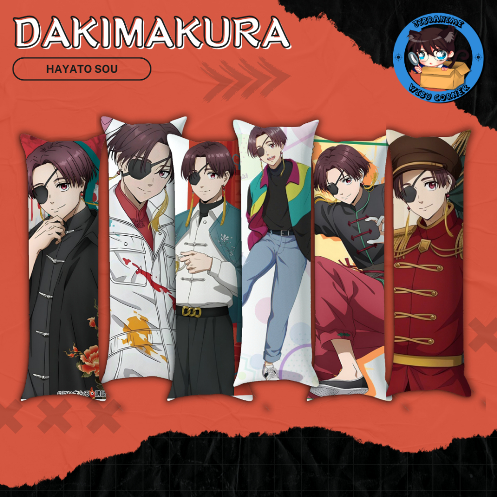 Dakimakura anime Hayato suo Wind Breaker / guling ukuran 20x60 cm gambar 1 sisi bisa custom"
