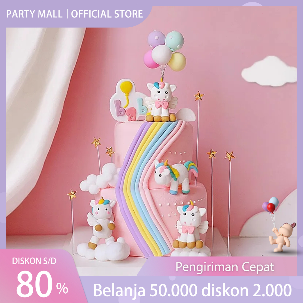 Cake Topper Unicorn 1pc Miniatur Unicorn 3D Untuk Hiasan Kue Ulang Tahun Pesta Anak Anak