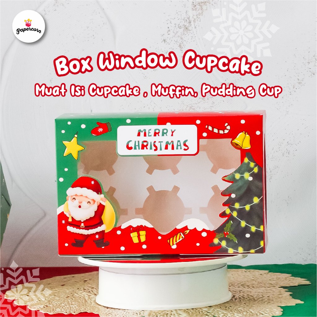 

10 pcs Box Natal Cupcake isi 6 - Red