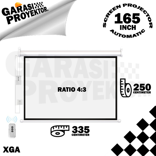 Layar Proyektor Gantung Otomatis 165 inch | ratio 4:3 | Screen Projector Motorized