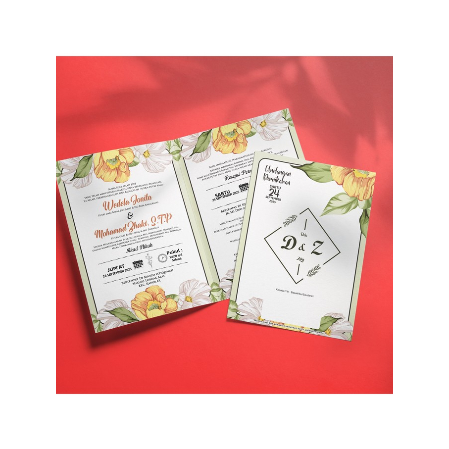 Undangan Pernikahan Lipat 2 – Desain Elegan, Harga Bersahabat