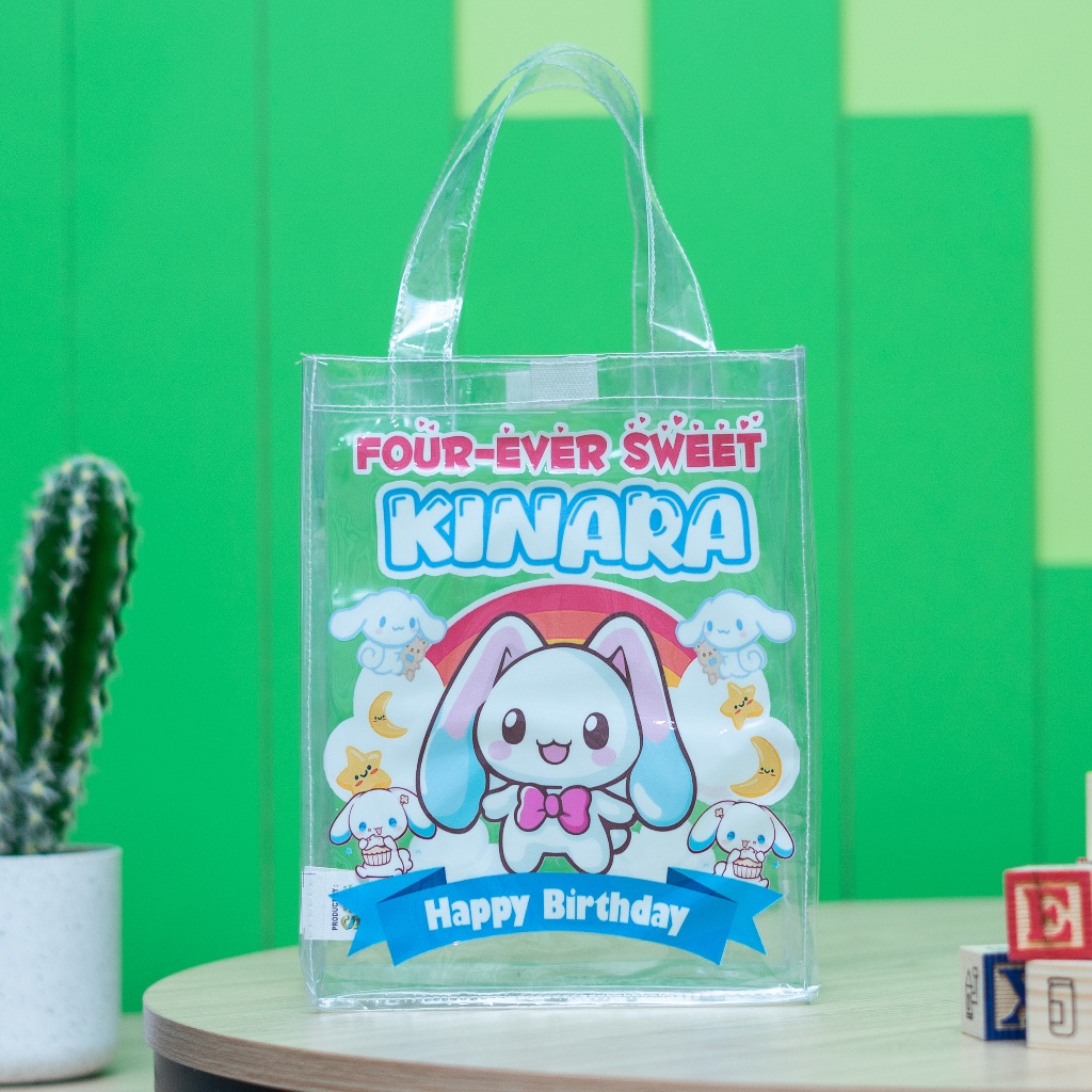 

Custom Tas Mika Transparan Potrait Tas Ulang Tahun Souvenir Hampers Ultah Goody bag