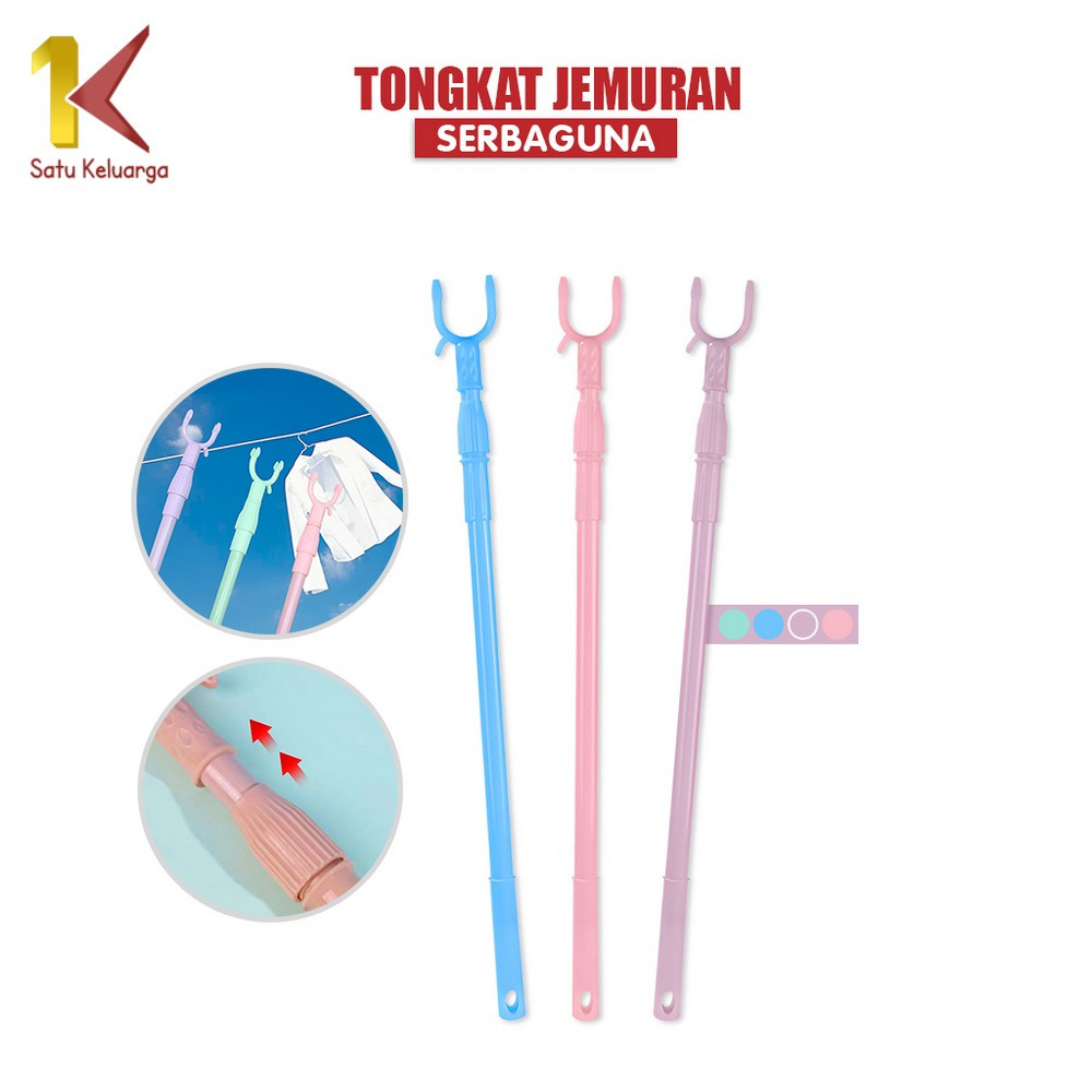 EC Satu Keluarga Tongkat Jemuran Pengait Pakaian Bisa Setel Panjang Pendek C1116 Galah Gantungan Baj