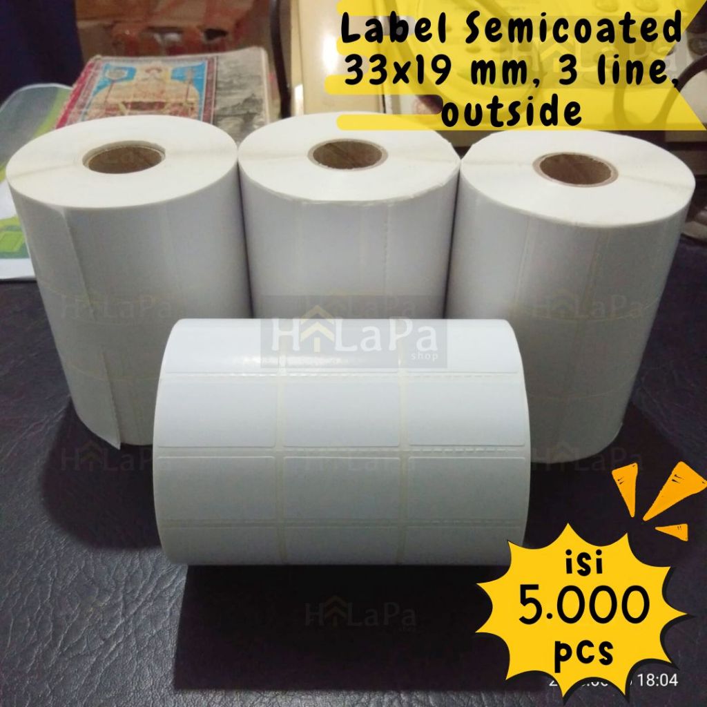 

Label Semicoat 3 line ukuran 33 x 19 mm, outside