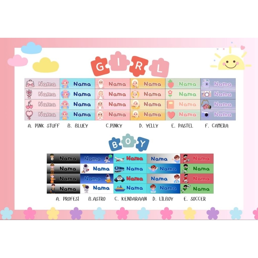 

Stiker nama custom lucu