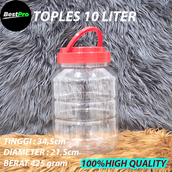 New Toples Bening Plastik 10 Liter Tutup Handle