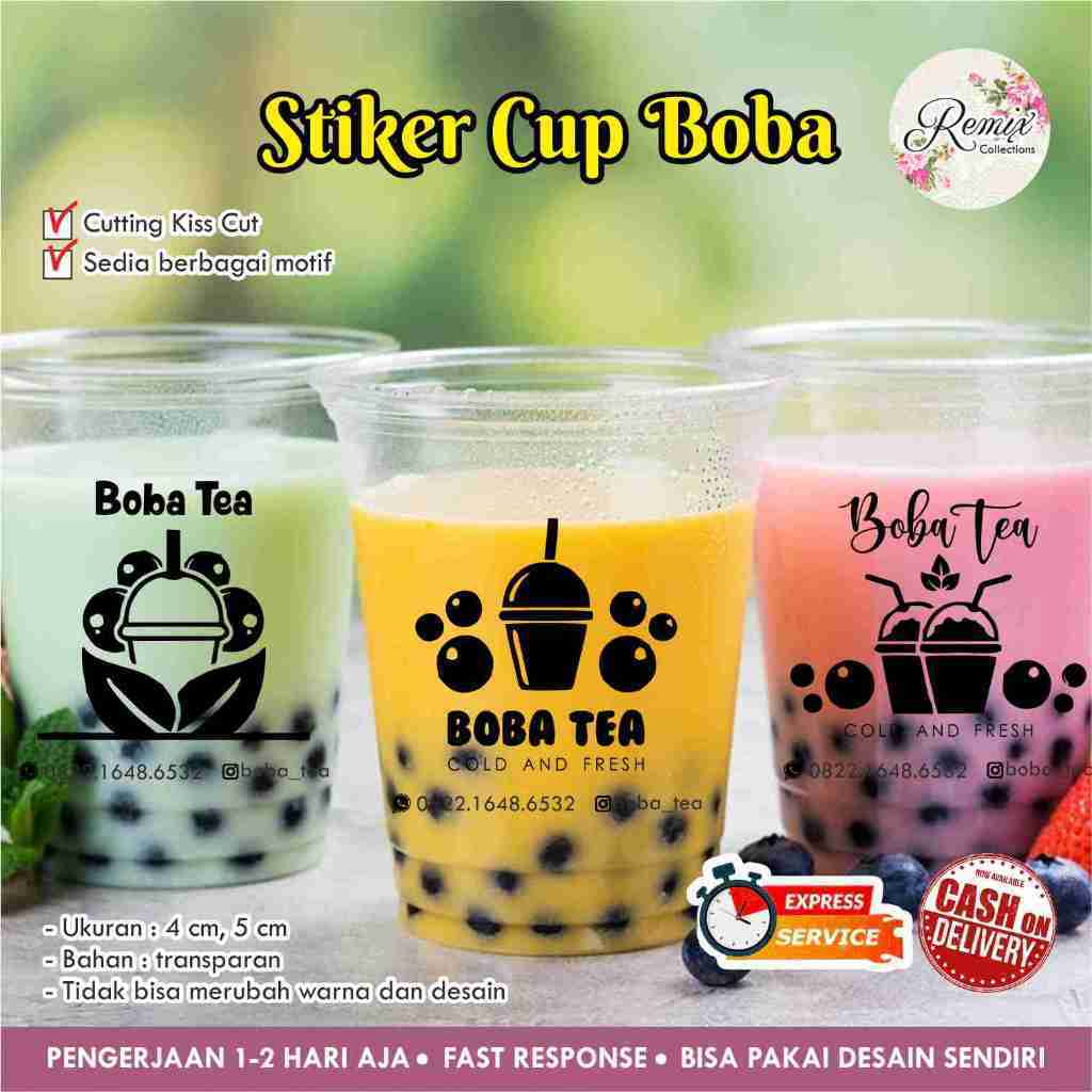 

[117 pcs] STIKER TRANSPARAN CUP BOBA / LABEL KOTAK / TOPLES KEMASAN / BOTOL MINUMAN CUSTOM ANTI AIR