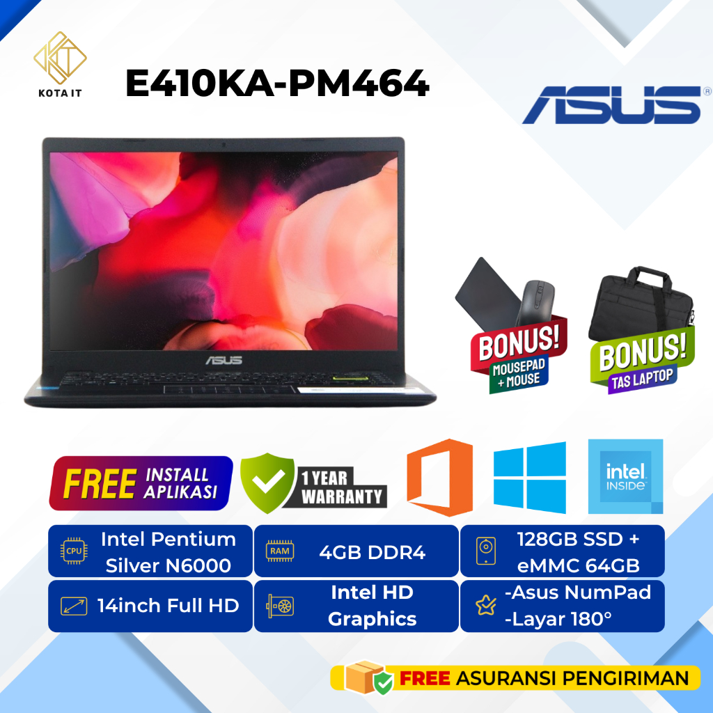LAPTOP Asus E410KA - PM464 / Win 11 / LAPTOP PELAJAR LAPTOP SKRIPSIAN LAPTOP NUGAS