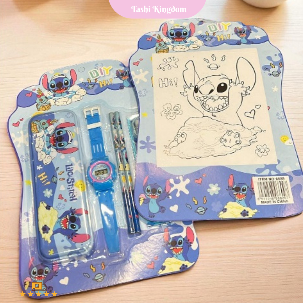 

Alat tulis set stitch / kotak pensil lilo stitch Paket alat tulis Jam Tangan Stitch limited edition