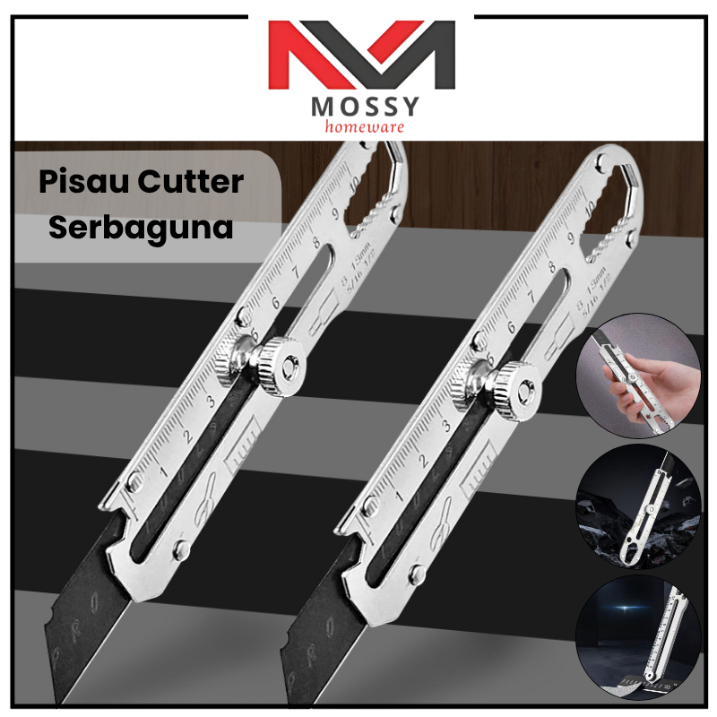

MOSSY Pisau Cutter Stainless Besi 9in1 Cutter Stainless Pemotong Kertas Tajam Anti Karat Fungsional