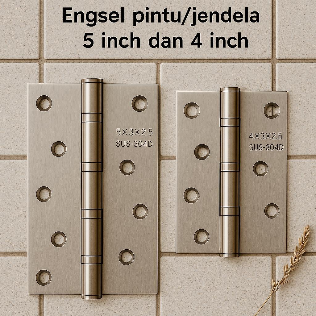 Engsel Pintu 5 inch 4 inch Stainless 304 Original Engsel Pintu Rumah Stainless 304 Tebal
