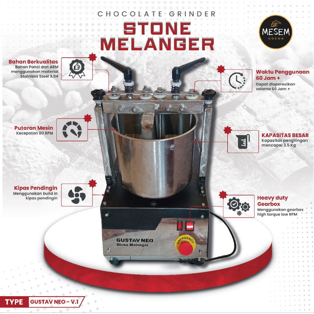 MESIN MELANGER STONE GRINDER (READY STOCK) Chocolate Refiner GUSTAV 3kg| Mesin Penggiling Coklat Kak