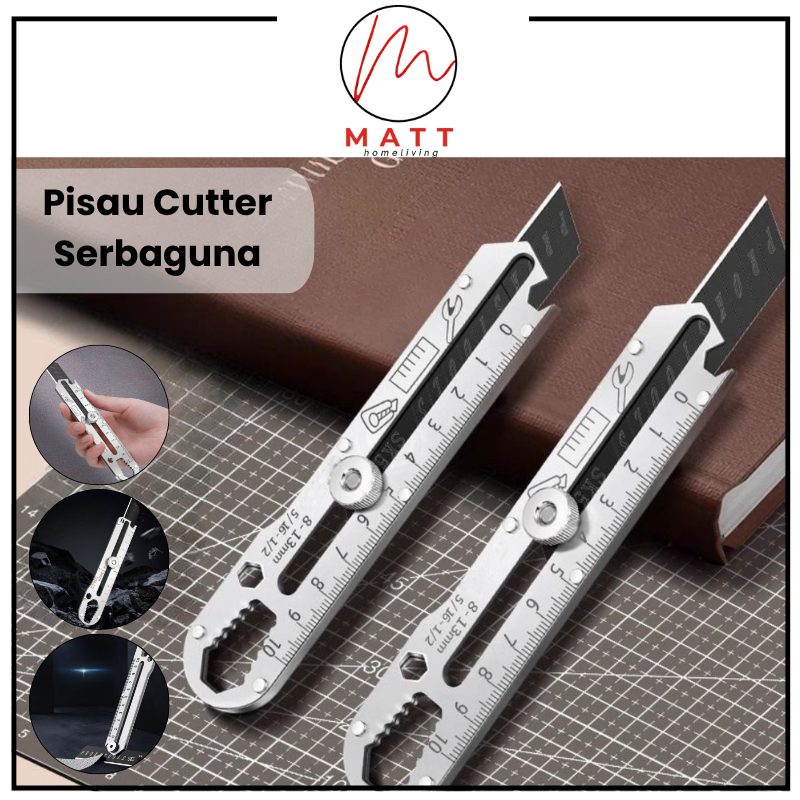 

MATT Pisau Cutter Stainless Besi 9in1 Cutter Stainless Pemotong Kertas Tajam Anti Karat Fungsional
