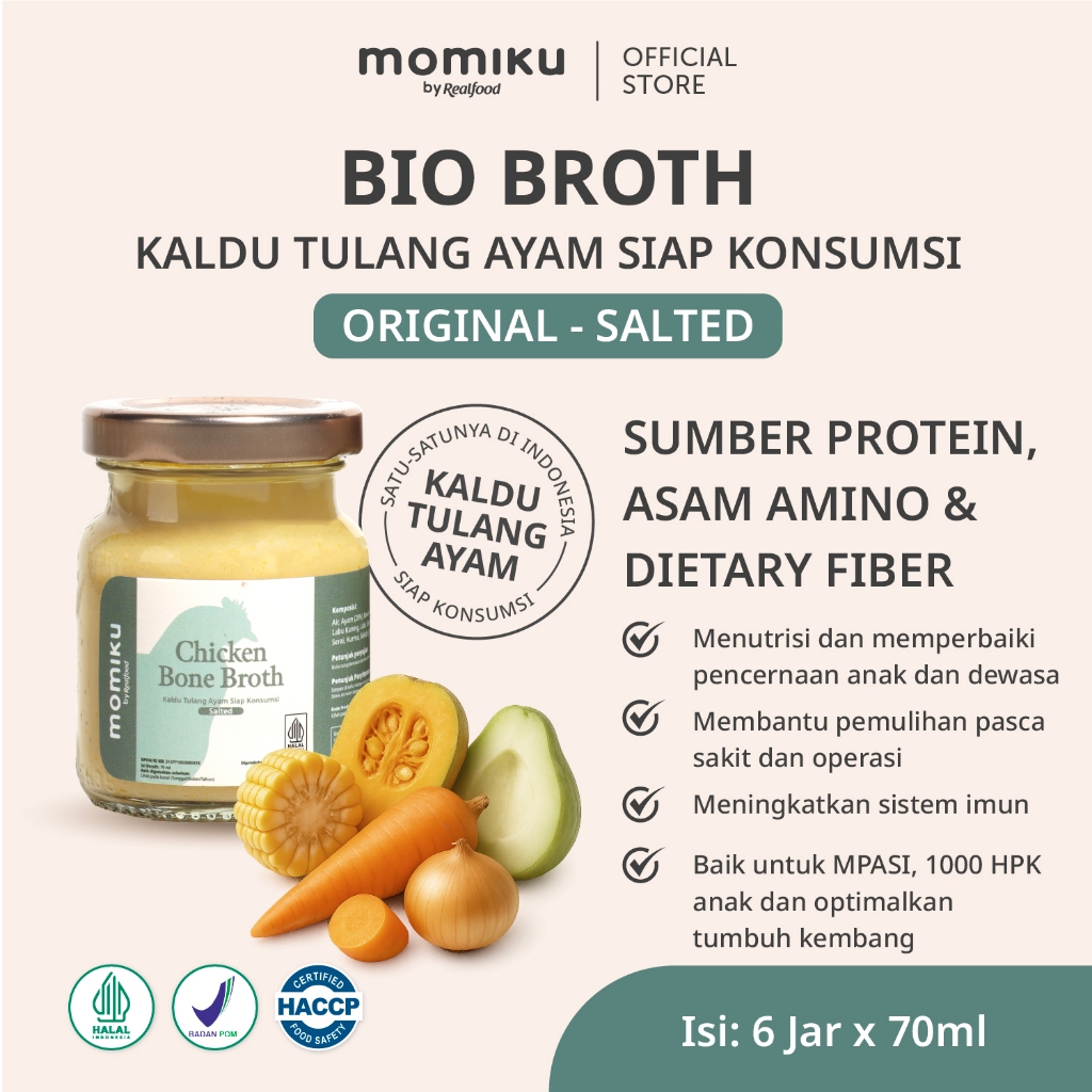 

Realfood Momiku Bio Broth I Chicken Bone Broth Salted I Kaldu Tulang Ayam Terhidrolisis