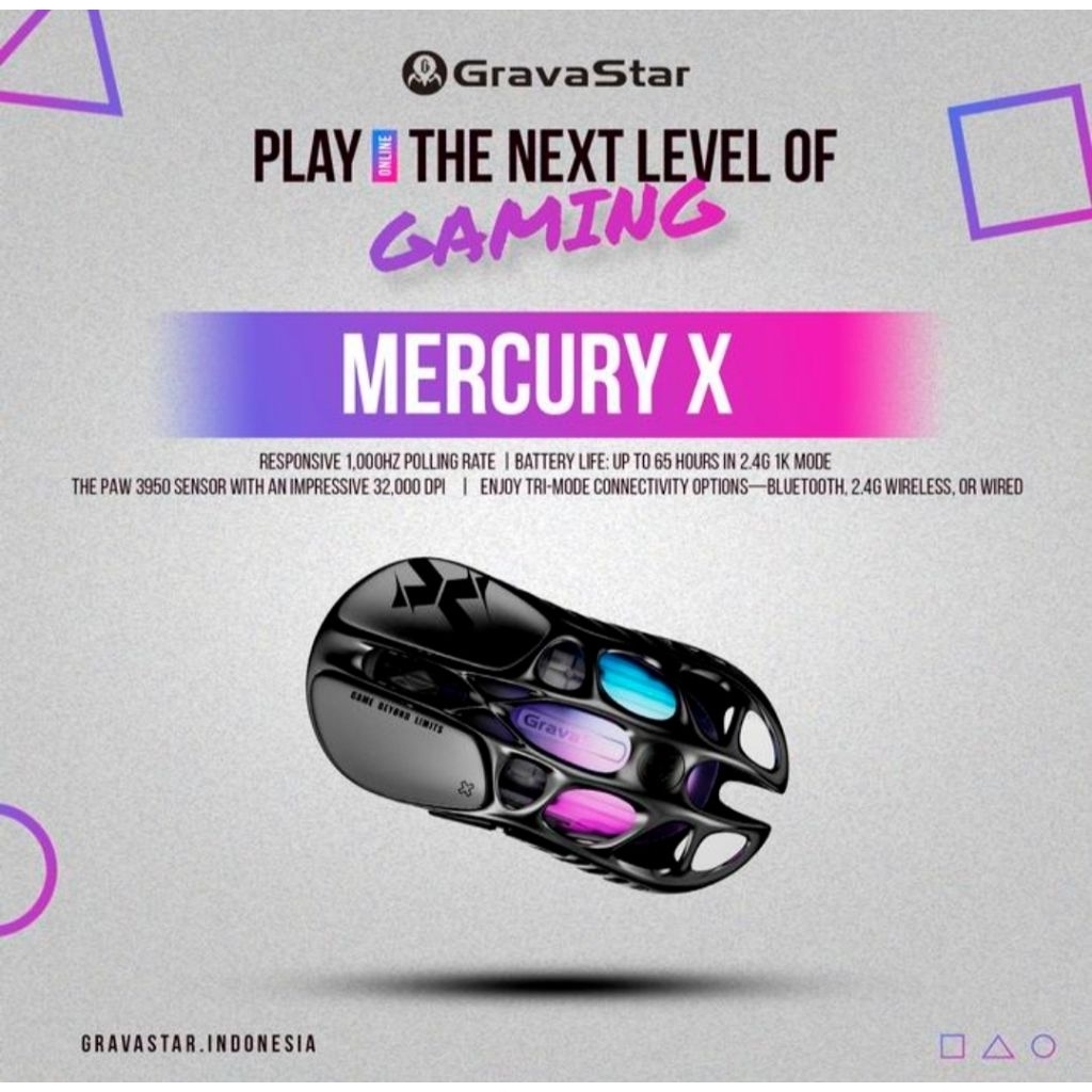 GravaStar Mercury X Wireless Gaming Mouse Galaxy Black