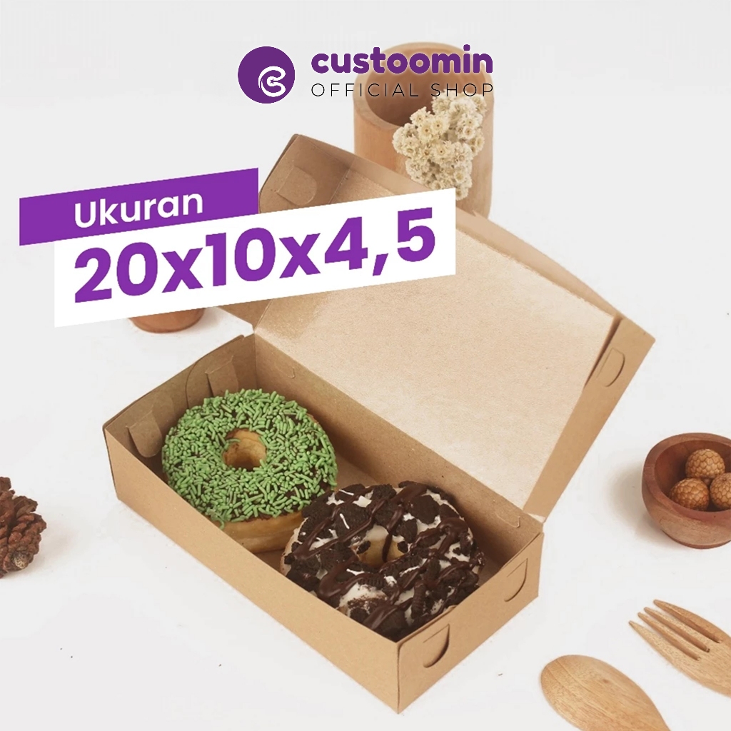 

2010KD Kotak Donat Isi 2 Pcs (Ukuran 20x10x5 cm) - Kardus Donut / Donuts | Custoom.in