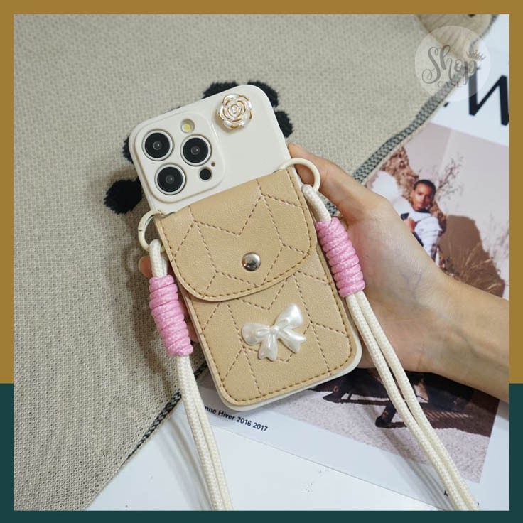 Case Dompet Elegant | BoniBag Case Tali Panjang Motif Pita Lucu for All Type hp Oppo Vivo Infinix Xi
