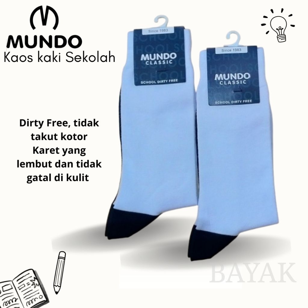 kaos kaki sekolah MUNDO, kaos kaki MUNDO school