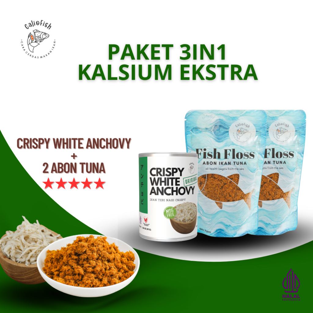 

Caliofish 3IN1 Abon Ikan & Teri crispy Non MSG MPASI anak