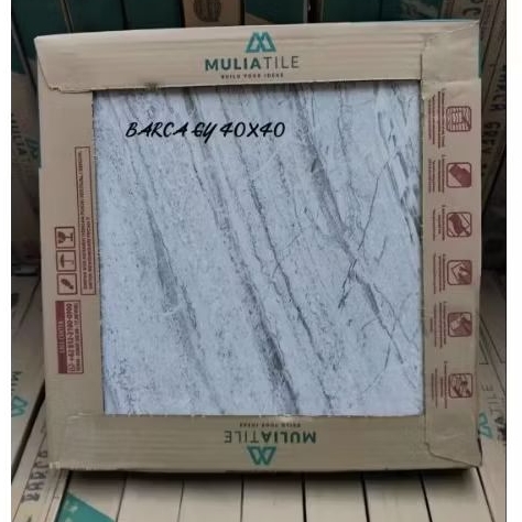 keramik lantai 40 x 40 cm Barca grey teks kulit jeruk brand Mulia signature
