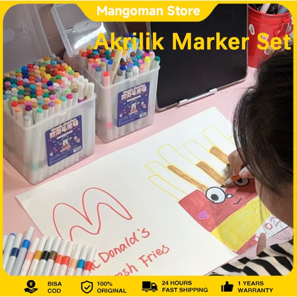 

Acrylic Marker Set 24 / 36 / 48 / 60 / 80 Warna Color Spidol Akrilik DIY Painting Spidol Pastel Pulpen Highlight Colors Drawing DKV