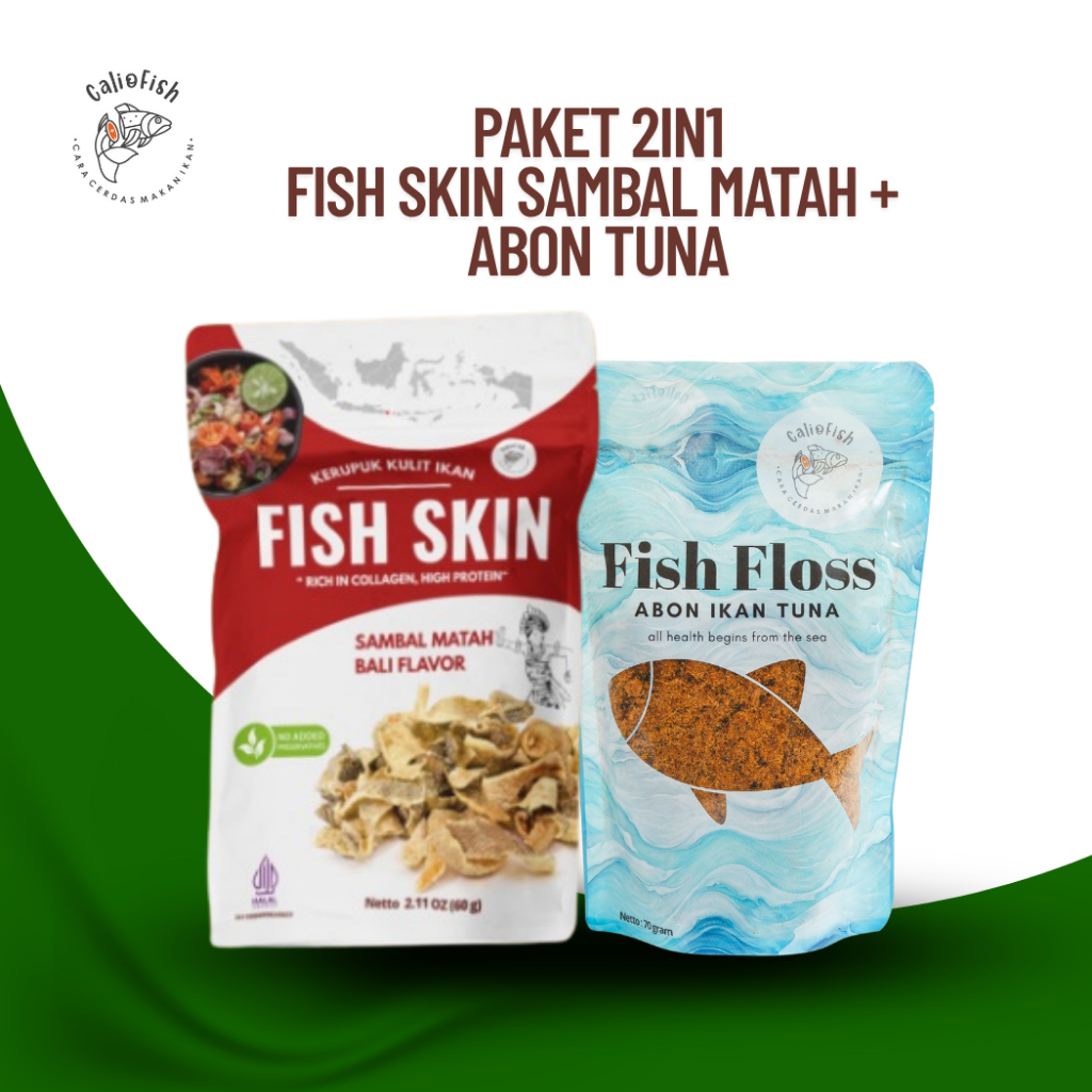 

Caliofish 2IN1 Abon Ikan Tuna & Fish Skin Kerupuk Kulit Ikan Rasa Sambal Matah