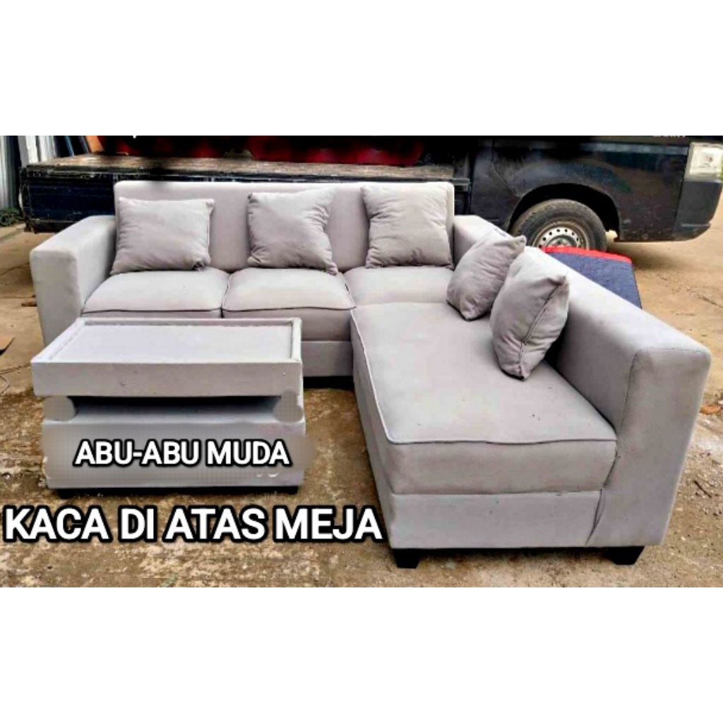Sofa L putus minimalis murah berkualitas / sofa ruang tamu / sofa L bludru oscar kulit / sofa bludru