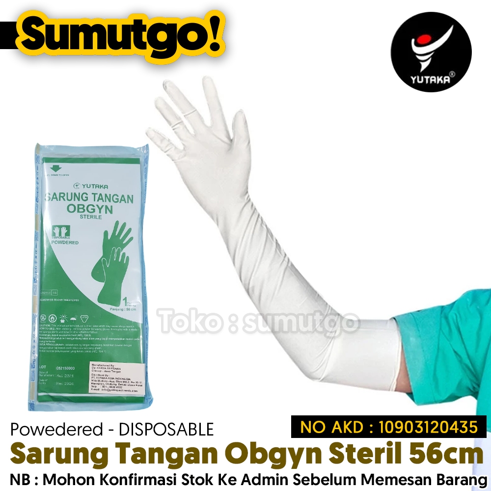 Sarung Tangan Obgyn Karet Latex Steril 56 cm / Yutaka Sarung Tangan Obgyn Steril Powdered / Gynaecol