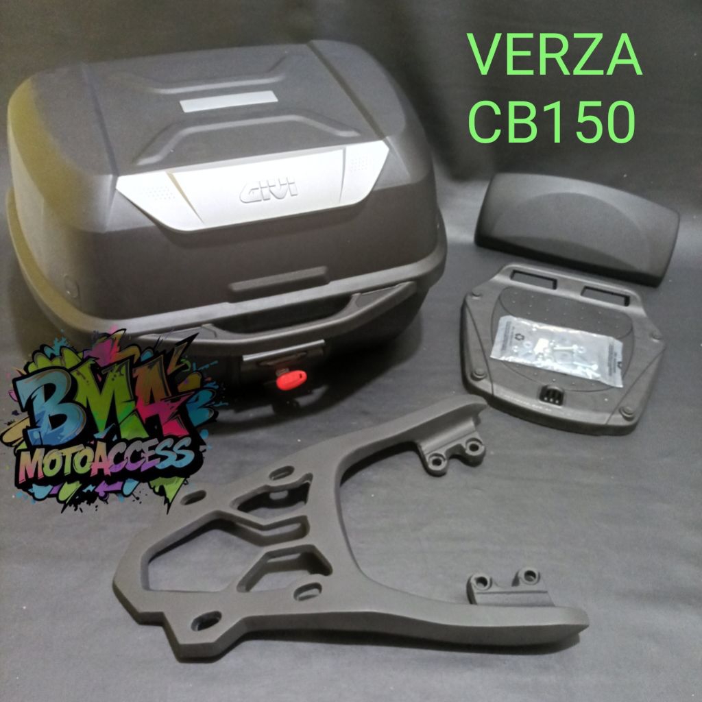 BOX GIVI E43NTL & BREKET BOX+BACKREST - VERZA / CB150 / PAKETAN BOX GIVI E43 NTL - VERZA